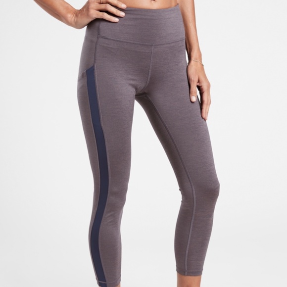 Women's New Athleta Pants Tights Gray Blue Light Compression - Picture 1 of 8